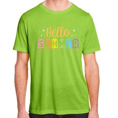 Hello Summer Break Vacation Travel Outdoors Beach Sunset Cute Gift Adult ChromaSoft Performance T-Shirt