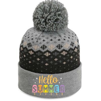 Hello Summer Break Vacation Travel Outdoors Beach Sunset Cute Gift The Baniff Cuffed Pom Beanie