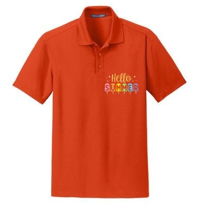 Hello Summer Break Vacation Travel Outdoors Beach Sunset Cute Gift Dry Zone Grid Polo