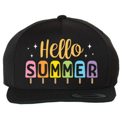 Hello Summer Break Vacation Travel Outdoors Beach Sunset Cute Gift Wool Snapback Cap