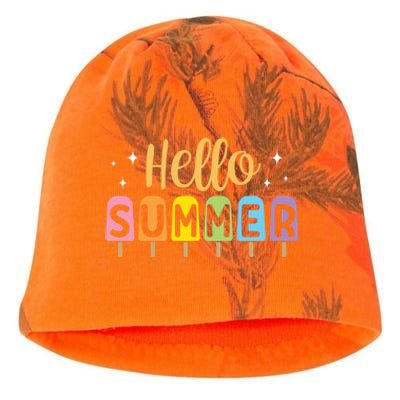 Hello Summer Break Vacation Travel Outdoors Beach Sunset Cute Gift Kati - Camo Knit Beanie