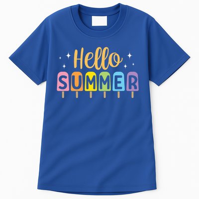 Hello Summer Break Vacation Travel Outdoors Beach Sunset Cute Gift Tall T-Shirt