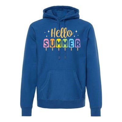 Hello Summer Break Vacation Travel Outdoors Beach Sunset Cute Gift Premium Hoodie