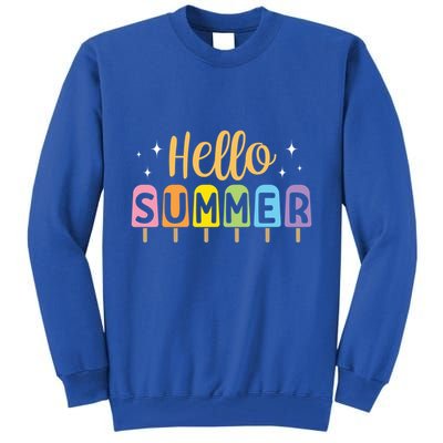 Hello Summer Break Vacation Travel Outdoors Beach Sunset Cute Gift Tall Sweatshirt