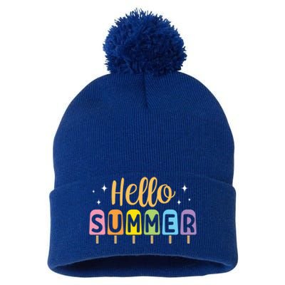 Hello Summer Break Vacation Travel Outdoors Beach Sunset Cute Gift Pom Pom 12in Knit Beanie