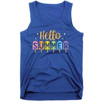 Hello Summer Break Vacation Travel Outdoors Beach Sunset Cute Gift Tank Top