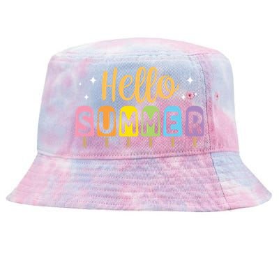 Hello Summer Break Vacation Travel Outdoors Beach Sunset Cute Gift Tie-Dyed Bucket Hat