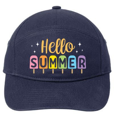 Hello Summer Break Vacation Travel Outdoors Beach Sunset Cute Gift 7-Panel Snapback Hat