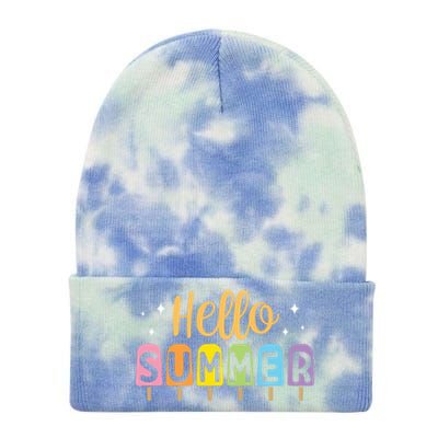 Hello Summer Break Vacation Travel Outdoors Beach Sunset Cute Gift Tie Dye 12in Knit Beanie