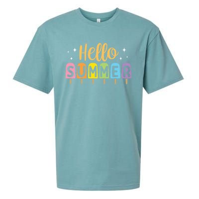 Hello Summer Break Vacation Travel Outdoors Beach Sunset Cute Gift Sueded Cloud Jersey T-Shirt