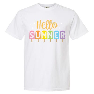 Hello Summer Break Vacation Travel Outdoors Beach Sunset Cute Gift Garment-Dyed Heavyweight T-Shirt