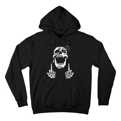 Halloween Skeleton Bones Middle Finger Skull Hoodie