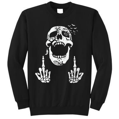 Halloween Skeleton Bones Middle Finger Skull Sweatshirt