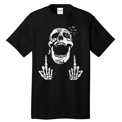 Halloween Skeleton Bones Middle Finger Skull Tall T-Shirt