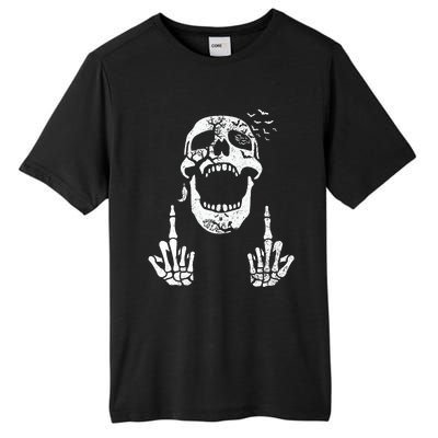 Halloween Skeleton Bones Middle Finger Skull Tall Fusion ChromaSoft Performance T-Shirt