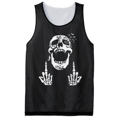 Halloween Skeleton Bones Middle Finger Skull Mesh Reversible Basketball Jersey Tank