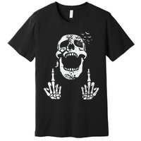 Halloween Skeleton Bones Middle Finger Skull Premium T-Shirt