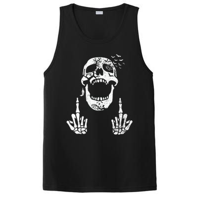 Halloween Skeleton Bones Middle Finger Skull PosiCharge Competitor Tank