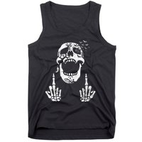 Halloween Skeleton Bones Middle Finger Skull Tank Top