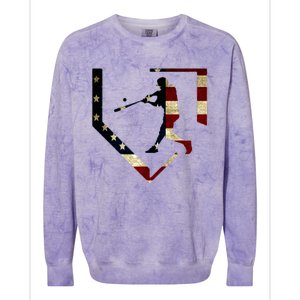 High School Baseball Season College Ball Player Usa Flag Colorblast Crewneck Sweatshirt