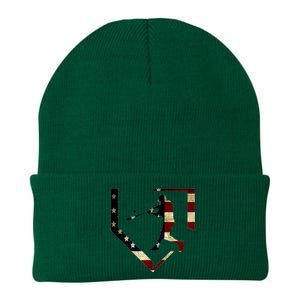 High School Baseball Season College Ball Player Usa Flag Knit Cap Winter Beanie