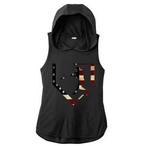 High School Baseball Season College Ball Player Usa Flag Ladies PosiCharge Tri-Blend Wicking Draft Hoodie Tank