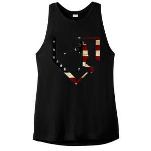 High School Baseball Season College Ball Player Usa Flag Ladies PosiCharge Tri-Blend Wicking Tank