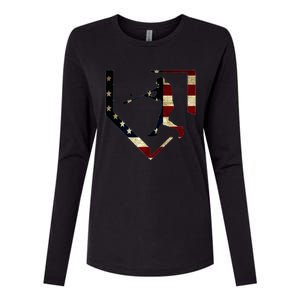 High School Baseball Season College Ball Player Usa Flag Womens Cotton Relaxed Long Sleeve T-Shirt