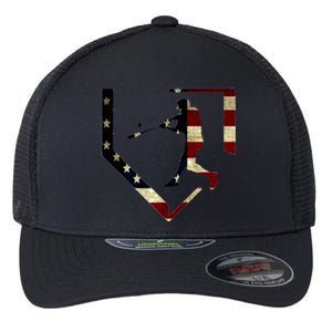 High School Baseball Season College Ball Player Usa Flag Flexfit Unipanel Trucker Cap