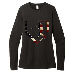 High School Baseball Season College Ball Player Usa Flag Womens CVC Long Sleeve Shirt