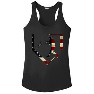 High School Baseball Season College Ball Player Usa Flag Ladies PosiCharge Competitor Racerback Tank