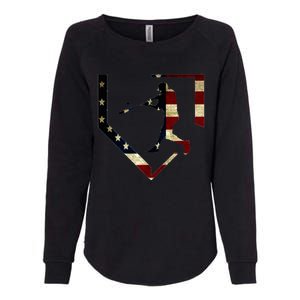 High School Baseball Season College Ball Player Usa Flag Womens California Wash Sweatshirt