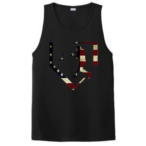 High School Baseball Season College Ball Player Usa Flag PosiCharge Competitor Tank