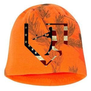 High School Baseball Season College Ball Player Usa Flag Kati - Camo Knit Beanie