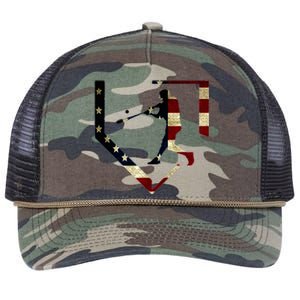 High School Baseball Season College Ball Player Usa Flag Retro Rope Trucker Hat Cap