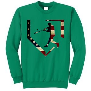 High School Baseball Season College Ball Player Usa Flag Sweatshirt