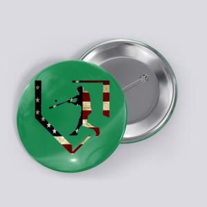 High School Baseball Season College Ball Player Usa Flag Button