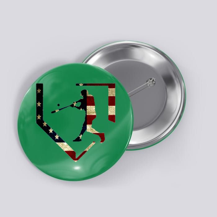 High School Baseball Season College Ball Player Usa Flag Button