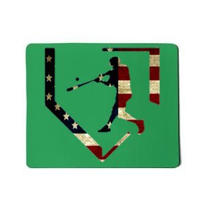 High School Baseball Season College Ball Player Usa Flag Mousepad