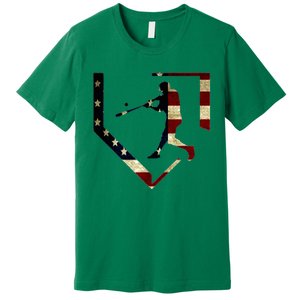 High School Baseball Season College Ball Player Usa Flag Premium T-Shirt