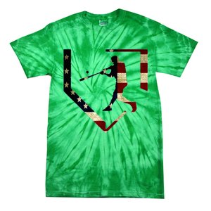 High School Baseball Season College Ball Player Usa Flag Tie-Dye T-Shirt