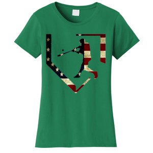 High School Baseball Season College Ball Player Usa Flag Women's T-Shirt