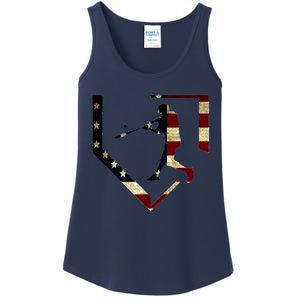 High School Baseball Season College Ball Player Usa Flag Ladies Essential Tank