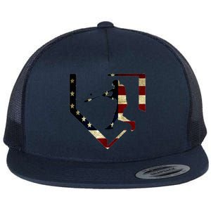 High School Baseball Season College Ball Player Usa Flag Flat Bill Trucker Hat