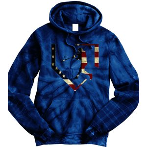 High School Baseball Season College Ball Player Usa Flag Tie Dye Hoodie