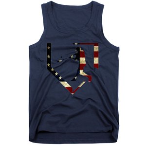 High School Baseball Season College Ball Player Usa Flag Tank Top