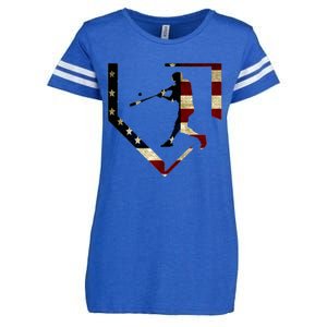 High School Baseball Season College Ball Player Usa Flag Enza Ladies Jersey Football T-Shirt