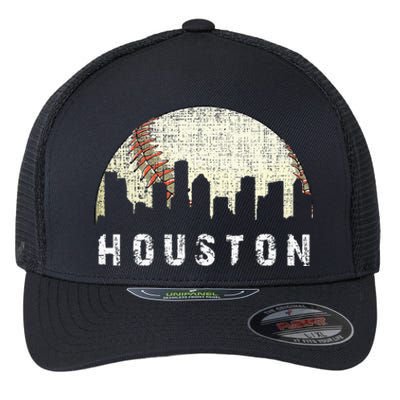 Houston Skyline Baseball Game Vintage Flexfit Unipanel Trucker Cap