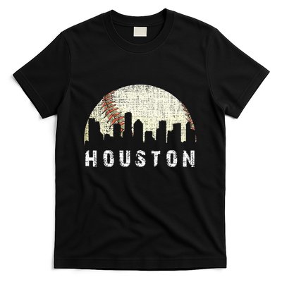 Houston Skyline Baseball Game Vintage T-Shirt