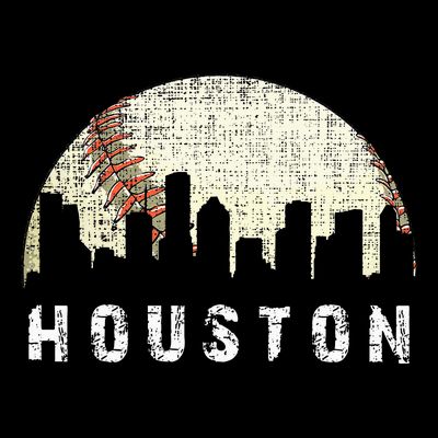 Houston Skyline Baseball Game Vintage T-Shirt